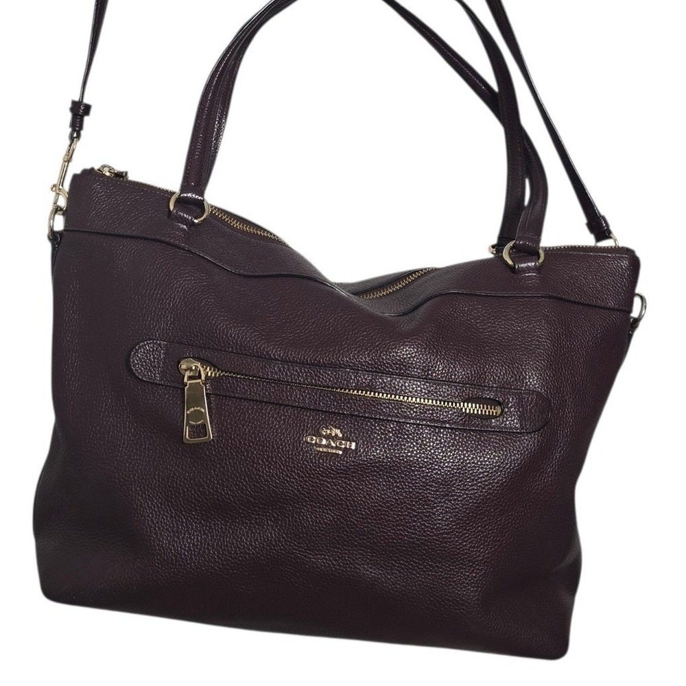 Coach Tyler Tote Oxblood Pebble Leather Shoulder Bag Crossbody Quiet Luxury Mob